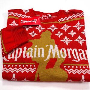 Captain Morgan Sweater Men's Large Red Gold Ugly Christmas Pullover Shinesty NEW